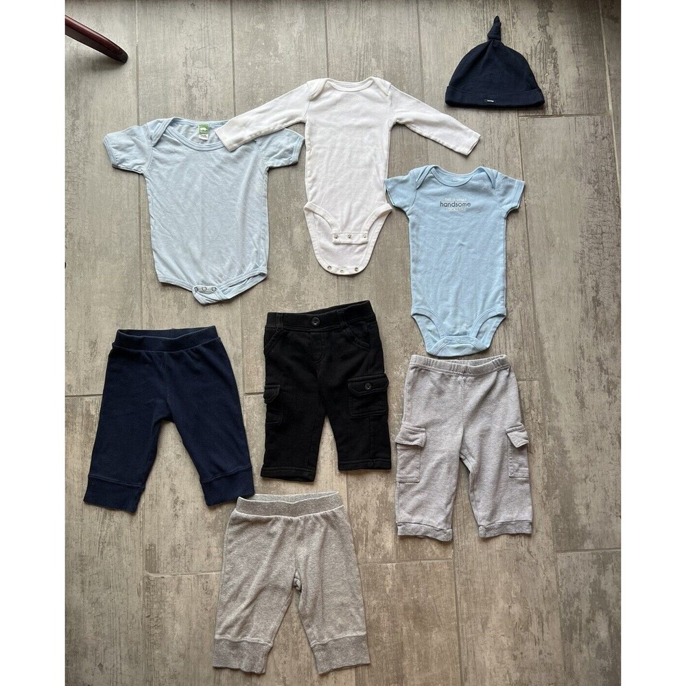 Lot Set of 8 Baby Boys One Piece Outfit Bodysuit Pants Hat Gap Circo 6m 6-12m
